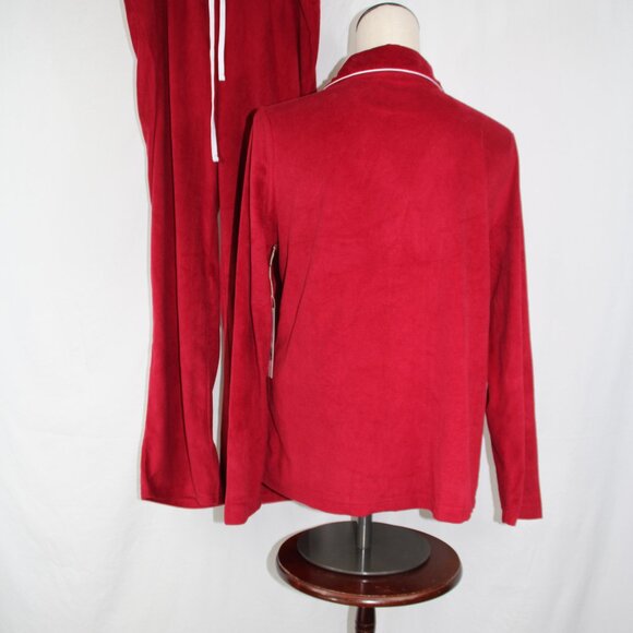 Rae Dunn Women’s Red “BELIEVE” Fleece PJ Set With Drawstring Sweatpants Sz M NWT - Picture 7 of 8